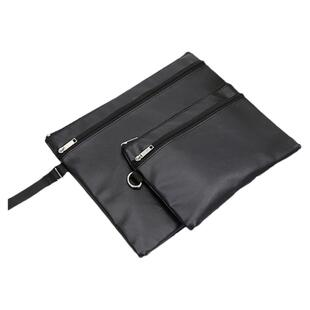 杰利 皮质文件袋A4手提拉链袋 PU皮革文件袋订做LOGO定制会议资料袋多功能多层书本袋大容量大号企业广告定制