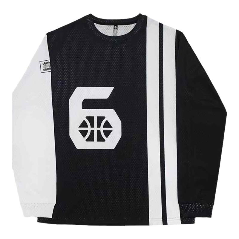 【第六区】复古印花B-2K大网孔速干投篮长袖T-shirt秋冬投篮服男