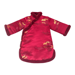 宝宝唐装儿童冬季加厚棉服女童旗袍拜年服女孩新年衣服中长款裙子