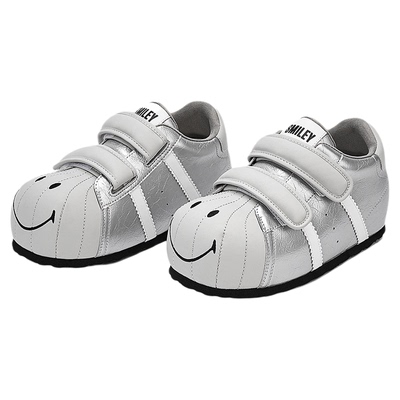 SMILEY笑脸贝壳头银大头鞋女厚底