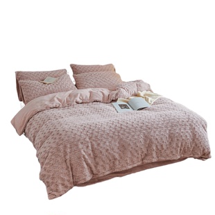 玫瑰花海兔毛绒加厚保暖四件套牛奶绒被套法兰绒床单珊瑚绒床笠款