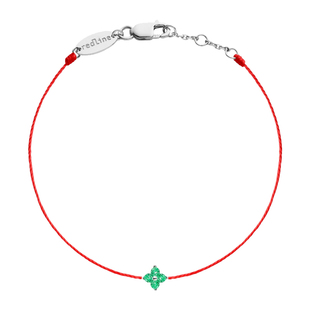 Redline/红绳女士饰品精致幸运手绳镶钻 0.03 绿宝石水晶星星手链