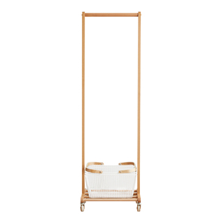 实木落地挂衣架可移动卧室衣架家用衣帽架床边多功能脏衣篓置物架