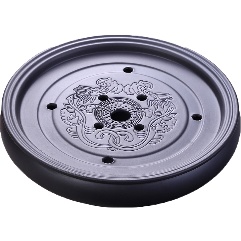 紫砂陶瓷功夫茶具储水茶盘家用现代简易圆形沥水托盘小型茶台茶托