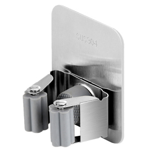 不锈钢厕所拖把挂钩免打孔免钉强力卡扣拖把夹壁挂神器固定架扫把