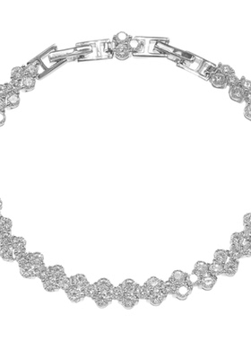 AHCHOO 静奢风高级感小众花朵造型莫桑石手链S925纯银网球链送礼