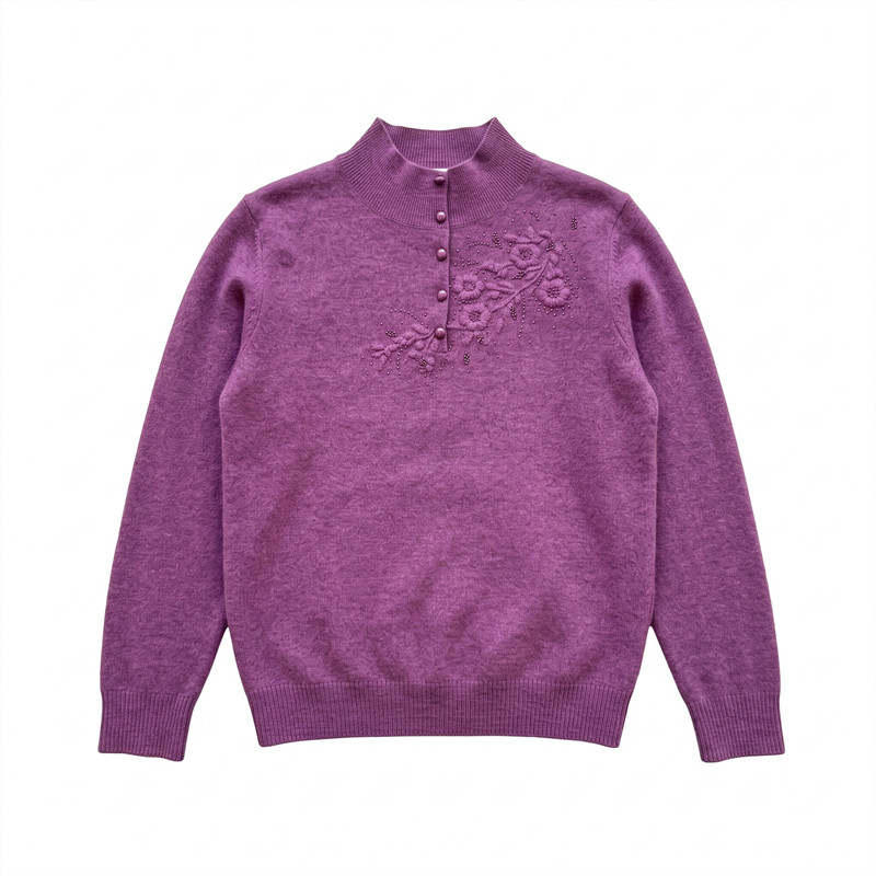 妈妈装纯羊毛衫半高领毛衣打底衫