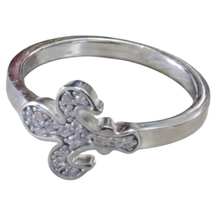 佛罗伦萨18K金鸢尾花满钻戒指 女中古纯银十字架高级感情人节礼物