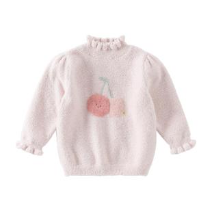 戴维贝拉儿童毛衣2025秋装新款女童半高领套头衫女宝宝半边绒上衣