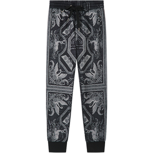 BM欧洲站轻奢男裤春秋复古印花束脚卫裤子潮流百搭男士高端休闲裤