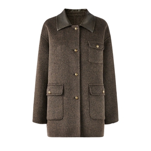 秋水伊人经典落肩款双面呢毛呢外套2025年冬季新款简约H版型上衣