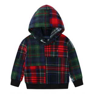 RL114男女童小马连帽卫衣经典格子春秋款抓绒外套 可亲子儿童休闲
