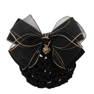 韩版职业女头花网兜女护士发网银行空姐工作上班蝴蝶结盘发夹头饰