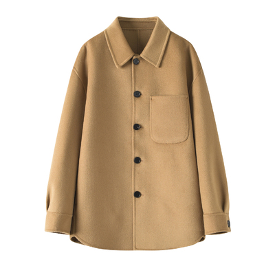 100%羊毛衬衫款双面羊绒大衣