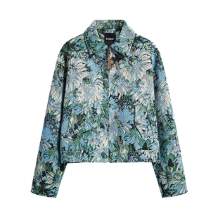 Desigual26春夏新品宽松花卉提花翻领长袖女式外套