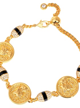 雅典娜智慧女神金色仿古币手链