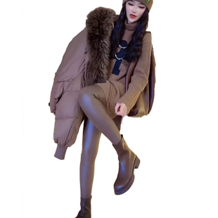 外穿打底裤女抓绒小脚高腰显瘦秋冬2026新款紧身提臀弹力哑光皮裤