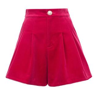 MAXRIENY复古灯芯绒压腿短裤a字高腰压褶短裤女秋