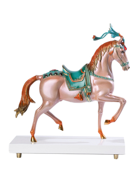 新中式高档黄铜马到成功招财摆件