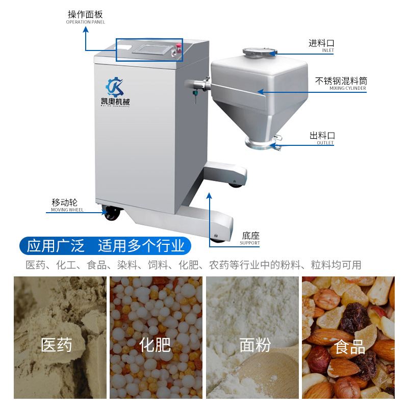 料斗混合机不锈钢材质高效均匀混合粉末医药食品小型方锥混合机