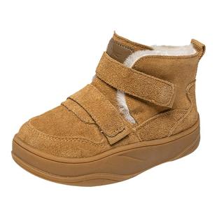 红蜻蜓男女童鞋冬季新款儿童高帮棉鞋加绒保暖真皮雪地靴靴子