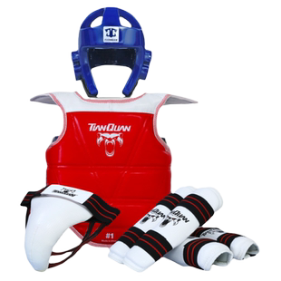 跆拳道护身全套实战装备儿童比赛型护甲五八件套头盔面罩加厚护具