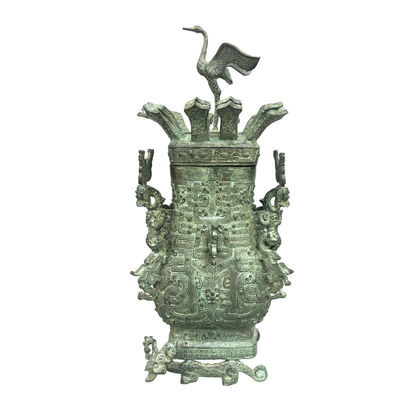 春秋战国青铜器立鹤莲鹤方壶盛酒器仿古铜摆件定制博物馆收藏送礼