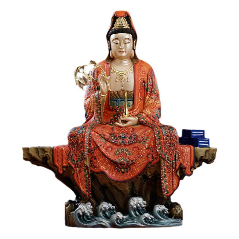 秦歌彩绘观自在禅定观音菩萨佛像