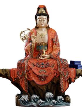 秦歌彩绘观自在禅定观音菩萨佛像