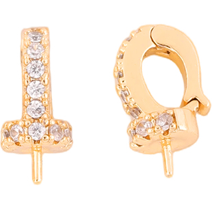 包18K金镶锆石吊坠扣diy手链项链可拆卸万用扣头手串挂件空托配件