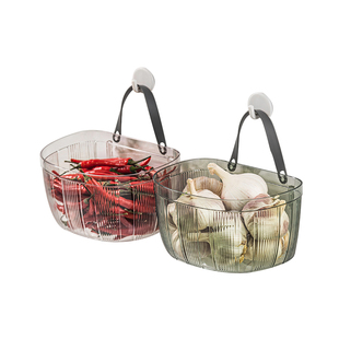 葱姜蒜收纳筐厨房壁挂置物篮生姜大蒜收纳架挂墙收纳盒放蒜头F