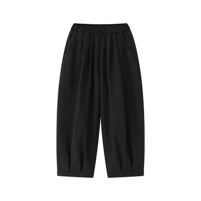 虾酱麻麻黑色阔腿休闲裤