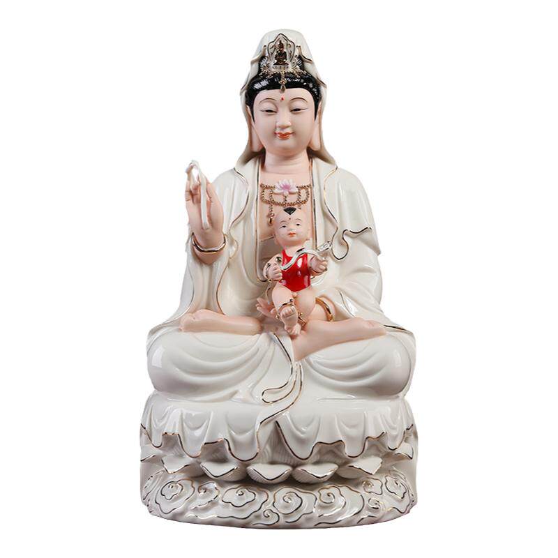 戴玉堂陶瓷摆件《祥云送子观音》佛像观世音菩萨像供奉客厅家用