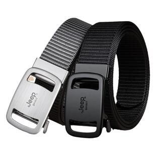 JEEP官方正品男皮带无牙自动扣帆布腰带中青年户外尼龙工装裤带潮