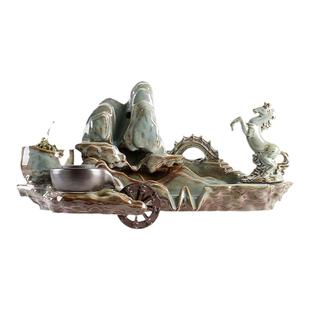 陶瓷自动循环流水鱼盆鱼池鱼缸流水搭配喷泉瀑布造景配件装饰摆件