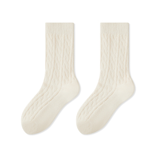 羊毛袜子女秋冬季加厚保暖袜灰色中筒袜冬天女士miu系长筒堆堆袜