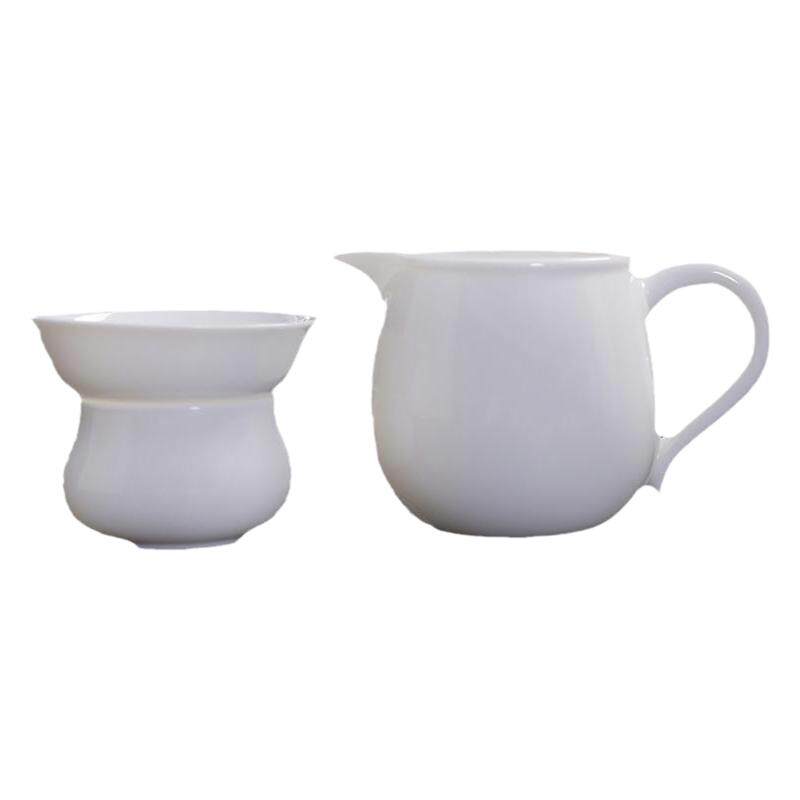 功夫茶具白瓷盖碗公道杯茶漏组合