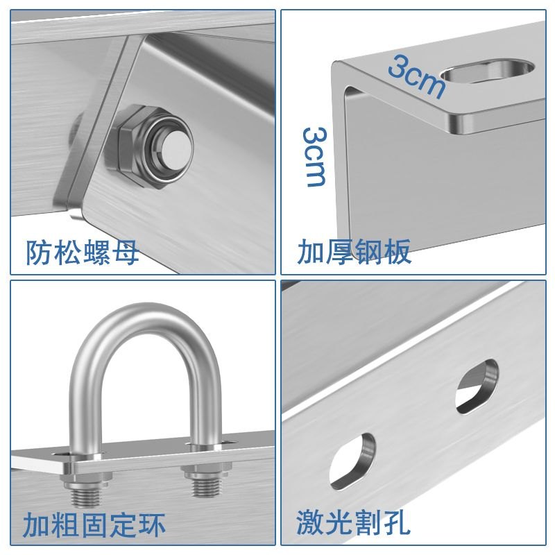 墙上304不锈钢加粗32管三角晾衣架壁挂双杆阳台不锈钢晾衣杆加厚