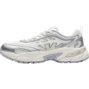 安踏鱼骨丨革网拼接复古银色休闲鞋女鞋2026夏季新款厚底运动鞋