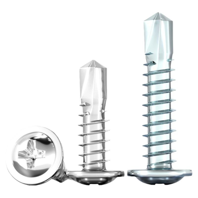 410/304不锈钢十字圆头带垫钻尾螺丝镀锌大扁头自攻自钻燕尾螺钉