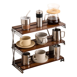 可折叠桌面置物架杯子收纳架子台面工位水杯咖啡杯露营架小型杯架