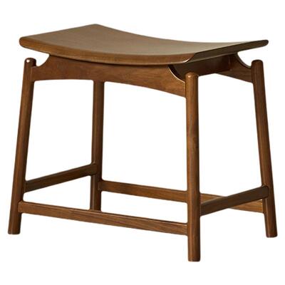 出乎黑胡桃木中式曲面茶凳梳妆凳