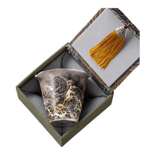 鱼化墨龙陶瓷鎏银公道杯中式复古功夫茶具送礼茶道配件分茶器茶海