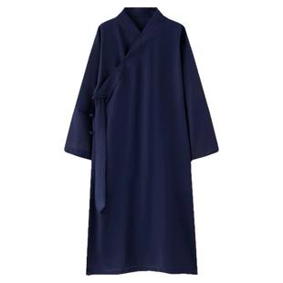 斜襟三清领长袍春夏棉麻锦道袍武当道士服男女居士清修道服练功服