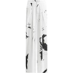 COCOBELLA[墨染氤氲]国风水墨晕染休闲阔腿裤新中式直筒裤PA3035