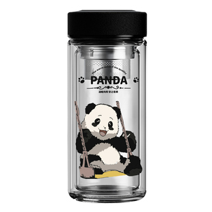 高硼硅耐热玻璃水杯双层带盖男2026新款办公室泡花茶杯子个人专用