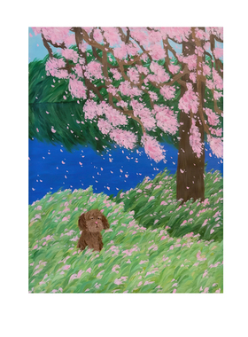 法式奶油风小狗无框立体装饰画