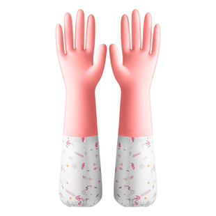 洗碗手套女防水橡胶加绒冬季厨房耐用型刷洗衣皮加厚家务加长束口