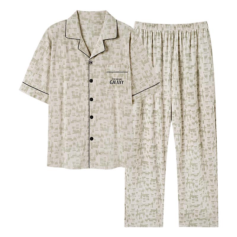 2025新款睡衣男夏季纯棉短袖长裤中年大码夏天薄款半袖家居服套装