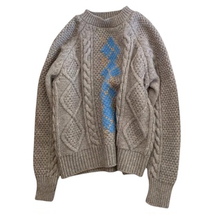 韩系慵懒风加厚圆领麻花毛衣女2025冬季新款设计感休闲百搭上衣